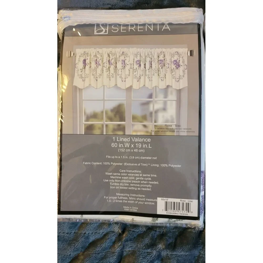 Serenta‎ Roses Embroidered Valence 60×19 sett of 2 lavender/purple